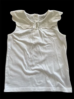 Top Janie & Jack 2025 Blanco Cuello Festoneado Sin Mangas Algodón Tejido-7 Años Foto 1 de 4