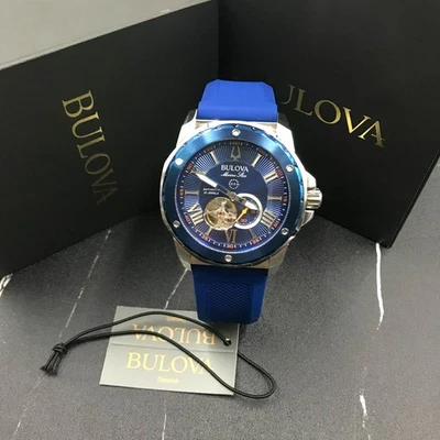 Relojes automáticos para hombre Bulova 98A303 Marine Star A 45 mm - esfera azul correa de goma Foto 1 de 4