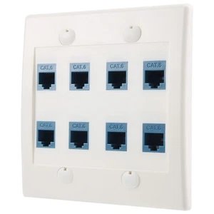 Ethernet Wall Plate 8 Port - Gang Cat6 RJ45 Jack Cable Faceplate Female3113 - Afbeelding 1 van 7