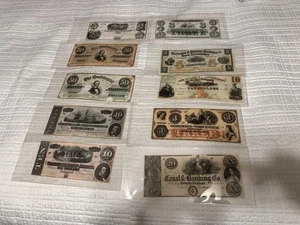 USA Confederate States Civil War Obsolete Currency Lot 10 Notes High Grade + Unc - Picture 1 of 5