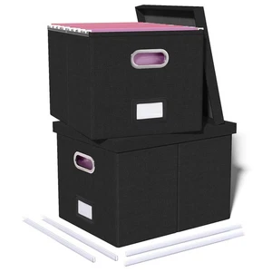 2 Pack File Storage Organizer, Filing Box, Portable File Box with Lid, Fit fo... - Picture 1 of 8