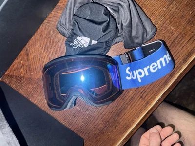 SUPREME X THE NORTH FACE SMITH SNOWBOARD SKI GOGGLES BLUE NEW Box Logo Bag - Image 1 of 2