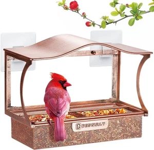 Alimentador de Pájaros Ventana, Metal - con Ventosas Fuertes, Grande Exterior para Ver  - Imagen 1 de 2