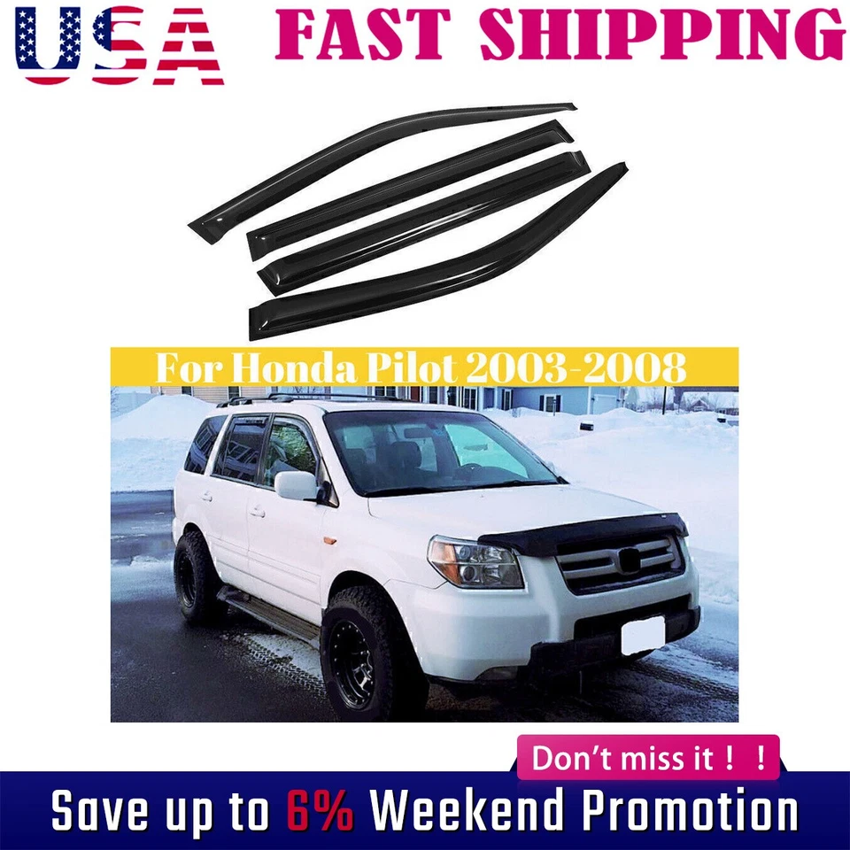 4 piezas para Honda Pilot 2003-2008 ventana visera ventilación sombra sol lluvia deflector Foto 1 de 4