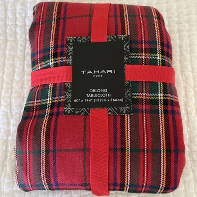 "Mantel Tahari Home rojo negro a cuadros 60""x144"" vacaciones de Navidad" Foto 1 de 4