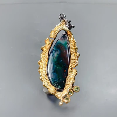 Jewellery 12ct+ Natural Moss Agate Pendant 925 Sterling Silver  /NP51101 - Image 1 of 4
