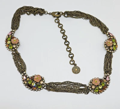 Sweet Romance Rhinestone Jewel Encrusted Paisley Multi Strand Choker Necklace - Image 1 of 4