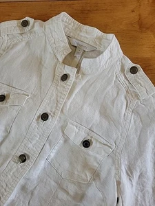 Relativity Linen Women's Jacket Blazer Small White Cargo Utility - Picture 1 of 15