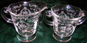 Wunderschönes Fostoria Navarra #6016 Milchkännchen & Zuckerdose Set - Bild 1 von 1