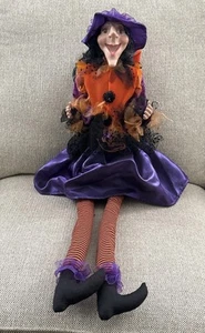 21” Halloween Witch Shelf Sitter Purple/Black Dress. - Picture 1 of 7