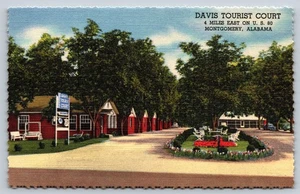 Davis Tourist Court Montgomery Alabama AL Postcard Linen US 80 - Picture 1 of 3