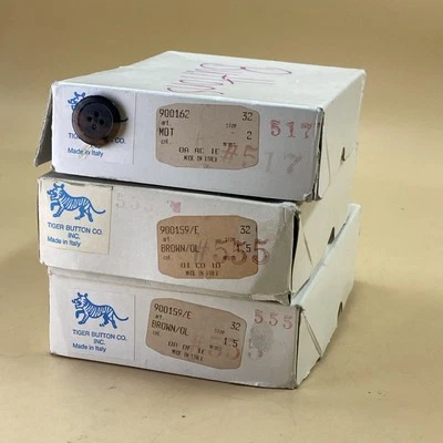 Tiger Button Co.3 Boxes Of  Resin Sewing Buttons  sewing DIY Crafts Suits /italy - Image 1 of 4