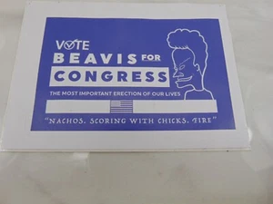VOTE Bevis & Butthead 3" Sticker BEVIS FOR CONGRESS VINTAGE NEUWERTIG - Bild 1 von 2