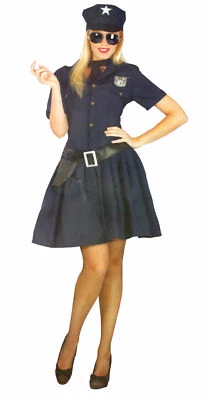 BLACK CAT Polizistin Kostüm Karneval Fasching Verkleidung Kleid Uniform Polizei S-M-L