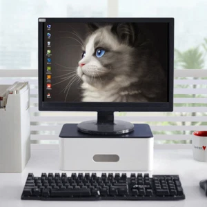 Support De Moniteur Organisateur Bureau À 2 Niveaux Rehausseur En Bois - Photo 1/12