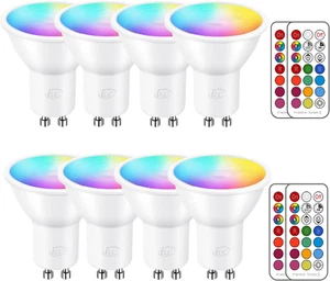GU10 LED Light Bulb 40 Watt Equivalent Color Changing 12 Colors 5W Dimmable Warm - Picture 1 of 12