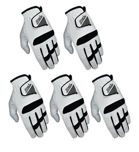 SG Pack of 5 Men All Weather Golf Gloves Cabretta Leather palm patch and thumb