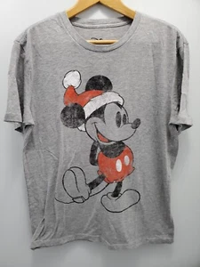 Camiseta de Navidad Disney Para Hombre M Papá Noel Mickey Mouse Gris Mezcla de Algodón - Imagen 1 de 7
