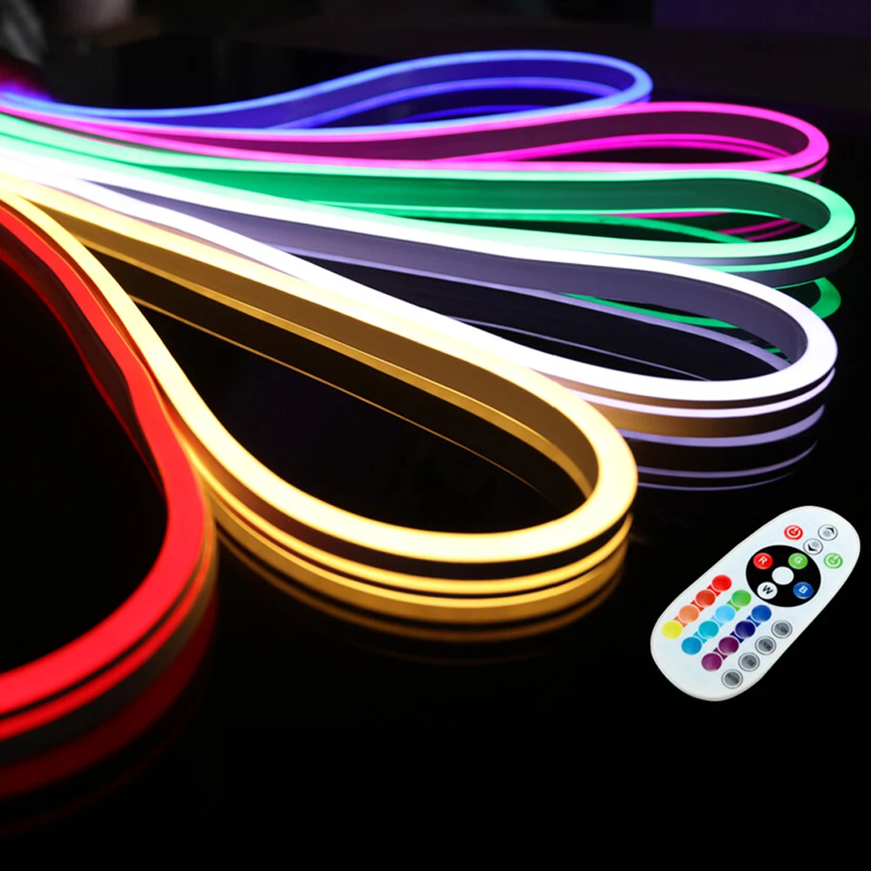 220V 32.8ft 24-Key RGB LED Neon Rope Light Vibe Tube Home Party Garden Decor - Image 1 of 4