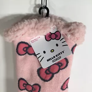 Hello Kitty Fuzzy Slipper Socks Pink Shoe Size 4-10 - Picture 1 of 5