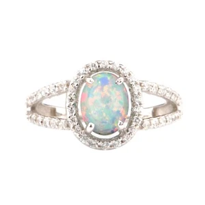 1,16Kt Ovale Forme Naturel Australien Opale Aux Femmes Bague Dans 925 Argent - Foto 1 di 1