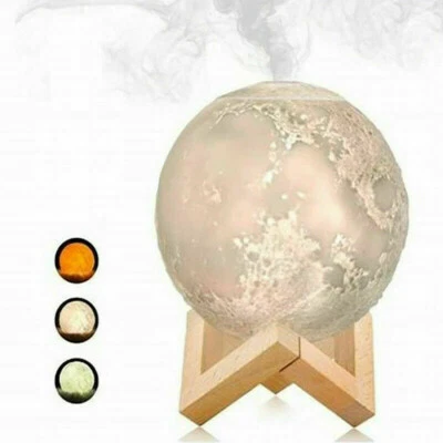 UMIDIFICATORE ULTRASUONI LAMPADA LUNA LUCE LED AROMATERAPIA DIFFUSORE AROMI FUMO - Immagine 1 di 4