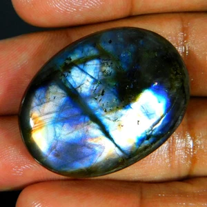 LABRADORITE Oval Cabochon Natural Flamboyant Loose Gemstone 34x25x08 mm 60.95Ct - Picture 1 of 3