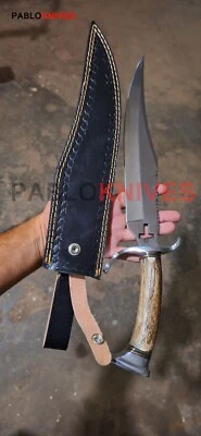 Cuchillo de ciervo corona grande de caza sin amor de acero J2 forjado a mano premium Foto 1 de 4