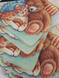 11 Envelopes  Kitty & Bear "Best Friend" Among Pillows on Sofa  6" X 4.5" - Picture 1 of 4
