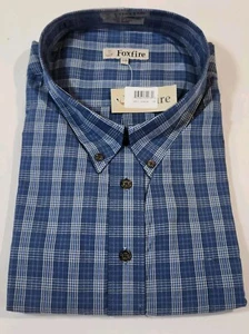 Foxfire Shirt Mens 3XB Short Sleeve Button Down Collar Plaid Blue - Picture 1 of 6