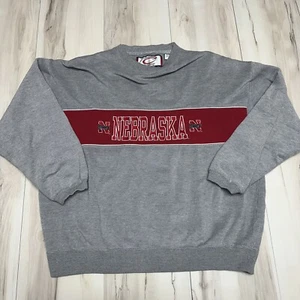 VINTAGE Nebraska Cornhuskers Sweatshirt Mens Size XL Grey Pullover Sweater 90s - Picture 1 of 7