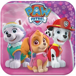 PAW PATROL GIRLS SMALL DESSERT PAPER PLATES SQUARE 8PK PARTY SUPPLIES BIRTHDAY - Picture 1 of 1