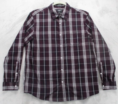 Camisa masculina Urban Pipeline botão para cima XL roxa cinza preta xadrez mistura de algodão - Imagem 1 de 4