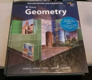 Geometry Teacher Edition with Solutions Key - Texas Edition Textbook 2016 - NEW - Foto 1 di 5