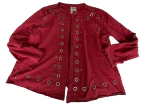 Cardigan Jersey Red Eyelet Open Front Vocal Plus 1x - Picture 1 of 9