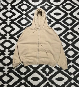 Brandy Melville Christy Hoodie Sweatshirt Full Zip Ivory Tan One Size - Picture 1 of 10
