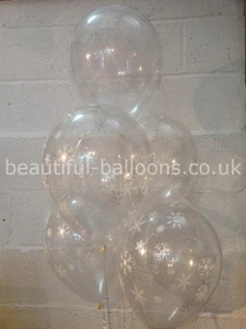 15 Frozen Snowflakes Pearlised Latex Balloons (Helium Balloons) - Picture 1 of 2