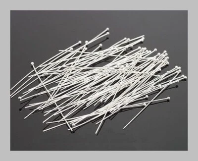 500 pasadores de CABEZA DE EXTREMO DE BOLA de latón chapado en plata calibre 24 de 2 pulgadas sin plomo sin níquel Foto 1 de 3