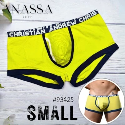 Andrew Christian Ropa Interior Sexy Casi Desnuda Mosca Sin Etiquetas Boxer, Amarillo, Pequeño Foto 1 de 4