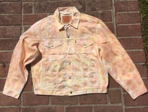 Levis Vintage Premium Hippie Big E Over Dye Denim Jacke Größe M L Krawatte Farbmuster - Bild 1 von 12