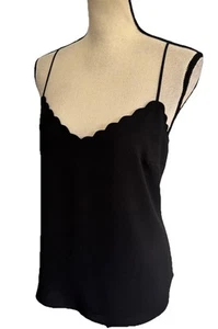 J. Crew Womens Blouse Tank Top Sleeveless Black Scallopped Edge Pullover Size 12 - Picture 1 of 9