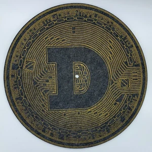 Dogecoin Logo 12" Inch Crypto Mat Slip Mat 1 Pair (2 Slipmats) 3mm Grey New - Picture 1 of 1