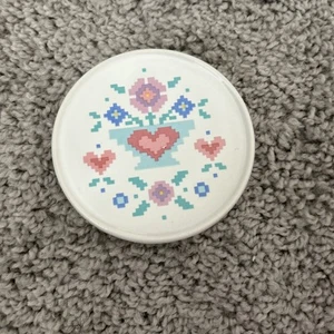 Vintage 1980’s Hallmark Mug Mates Ceramic Coaster Cross Stitch Hearts - Picture 1 of 2
