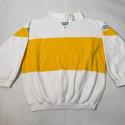 energie Women's Sweater Yellow White Striped Size Large Cotton - Image 1 of 4