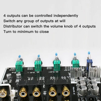 Stereo Splitter Box 1 In 4 Out Low Distortion Sound Signal Splitter For Headpho˜ - Image 1 of 4