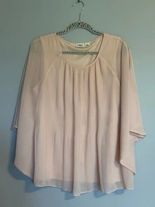 CATO WOMEN'S TOP.SIZE: XL LIGHT PINK PONCHO STYLE SCOOP NECK OVERLAY LAYER SHEER - Picture 1 of 6