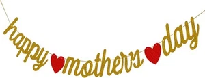 Happy Mothers Day Banner Mother Decorations for Mom Party Gold - Picture 1 of 8