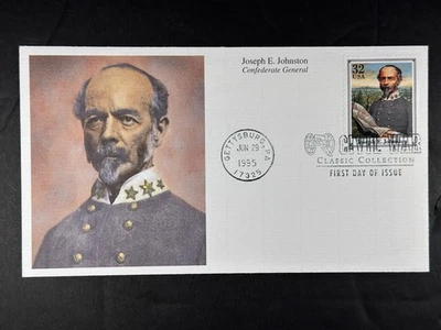 US FDC Joseph E. Johnston 1995 Mystic Stamp Cover Confederate Civil War 32c a876 - Image 1 of 2