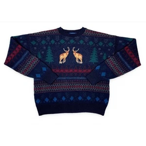 Maglione vintage Pendleton anni 80 lana cervo/inverno tema uomo XL - Foto 1 di 8