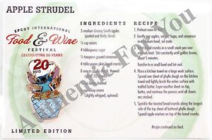 NEW Disney 2015 Epcot Food & Wine Festival Chef Stitch Pin & Recipe Card LE 5000